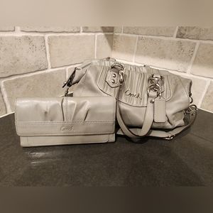 Coach grey ashley leather handbag